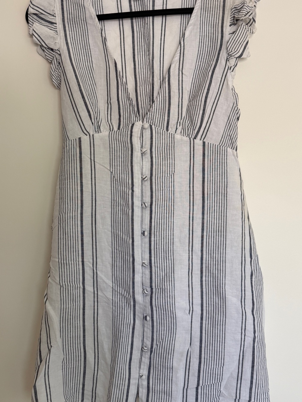 Forever 21 White and Black Striped Midi Dress with Button Front